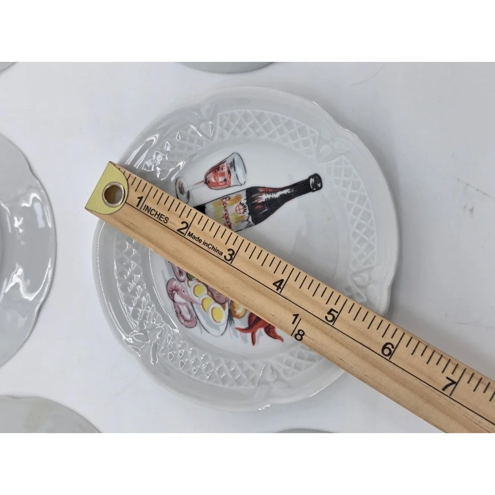 Lourioux Ph Deshoulieres France Porcelain Appetizer Plates Set of 6 Wine Cheese